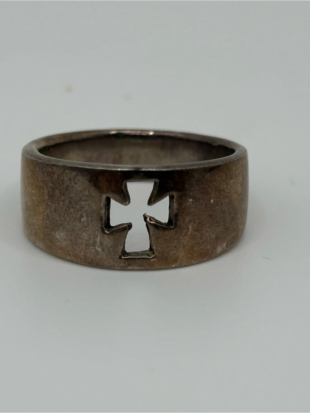 925 Sterling Silver Maltese Cross Ring Size 9 Mens Biker Gothic Wide Band